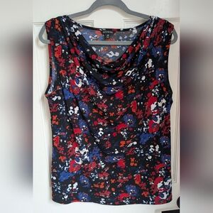 George Black, Red And Blue Sleeveless Blouse-SZ LG
